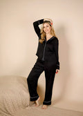 Plain Black Pajama - Long Sleeve Set